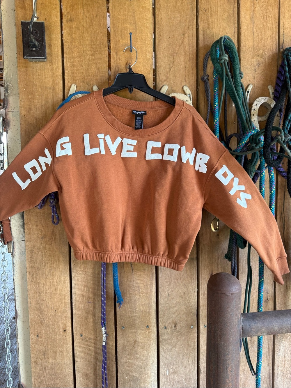 Long Live Cowgirls Cropped Rust Sweatshirt